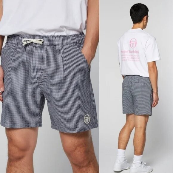 NWT Sergio Tacchini | Benvenuto Short Archivio in Marine Blue Gingham - Picture 1 of 11